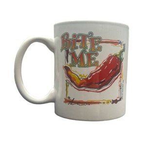 Vintage Mug Chili Pepper Lovers Bite Me Hot Chili Pepper Ceramic Cup